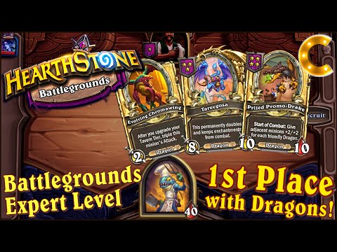 Hearthstone Battlegrounds Expert Level | 1st Place with Pure Dragons & Tarecgosa | Rating 6400