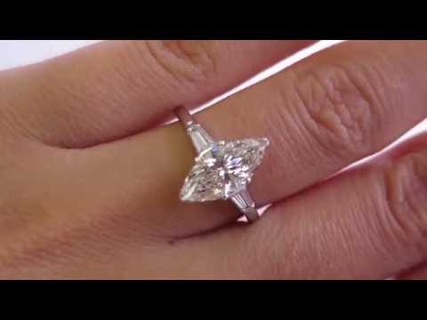 Vintage Estate GIA 1.87ct Classic Marquise Cut Diamond Engagement Platinum Ring
