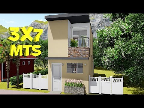 Plano de casa pequeña de 3x7 metros con 2 plantas