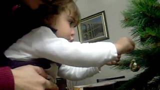 Colocando los adornos de Navidad
