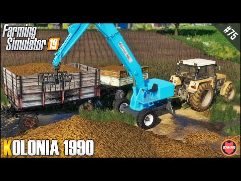 LOADING MANURE WITH TRAILED LOADER, SPREADING MANURE ⭐ Kolonia 1990 #75 ⭐ Farming Simulator 19