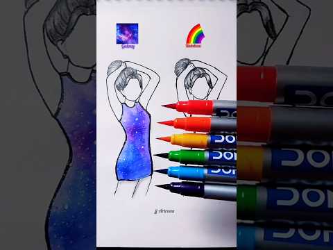 Galaxy🌌 Vs Rainbow🌈which one do you like? #art #drawing #brushpen #shorts #youtubeshorts