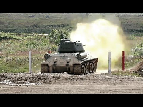 Legendary T-34 Tank In Action During Live Fire