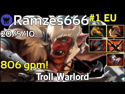 806 gpm! Ramzes666 [VP] plays Troll Warlord!!! Dota 2 7.21