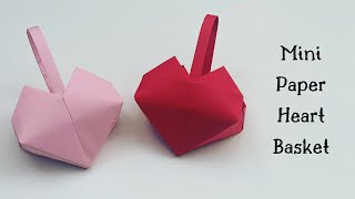 DIY MINI PAPER BASKET / Origami Basket DIY / Paper Craft / Valentine’s Day Gift Ideas / Heart Basket