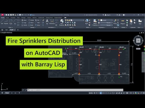 Fire Sprinklers Distribution on AutoCAD with (Barray) Lisp