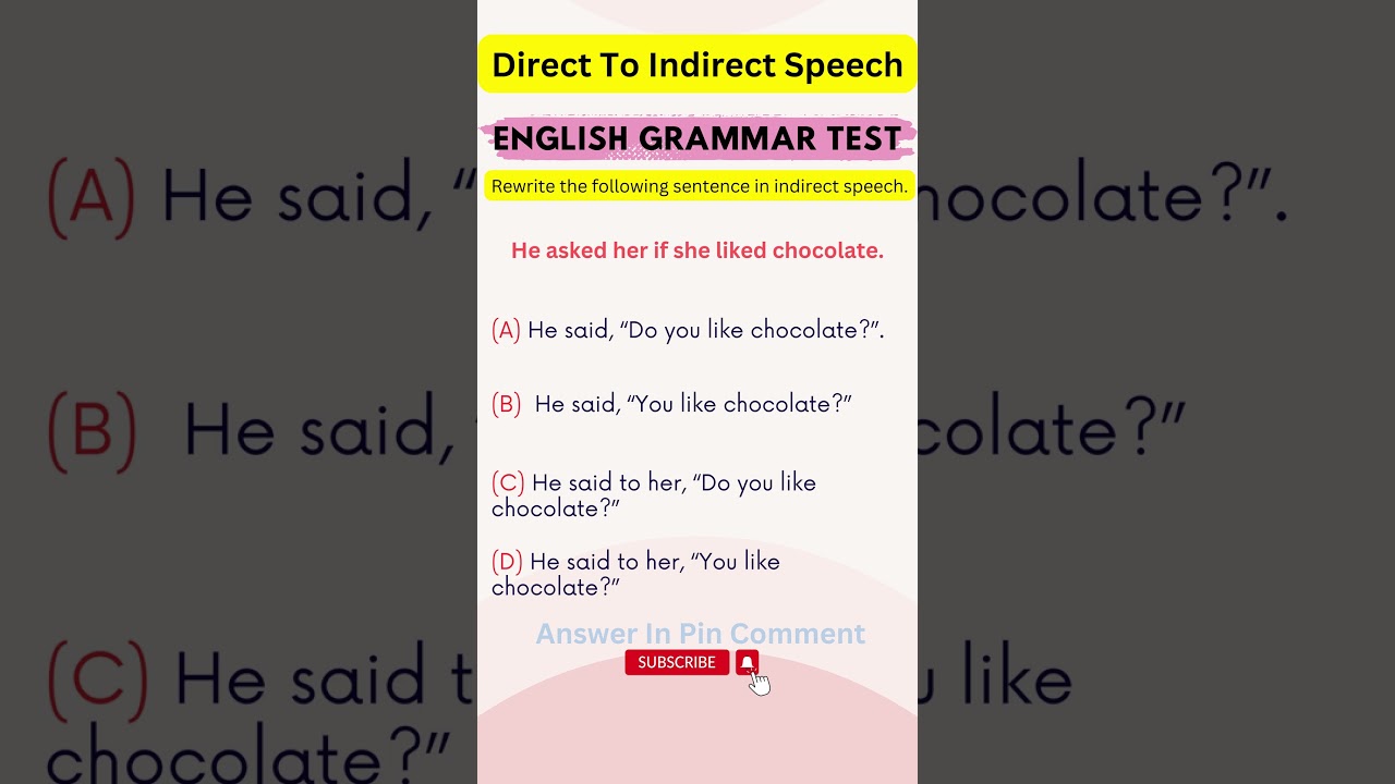 How to Change Direct Speech to Indirect Speech in English | Learn with Quiz Questions and Answers