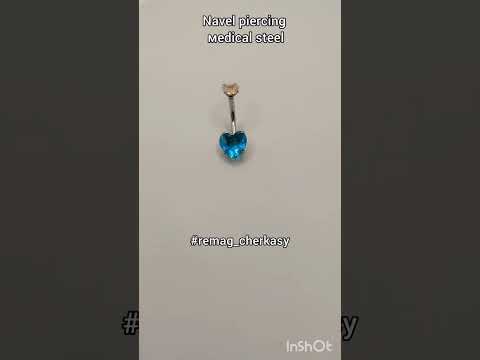 Пирсинг для пупка "Лазурное и янтарное сердечки" серьга навела медицинская ювелирная сталь с цирконами - фото 1 - id-p2829299182