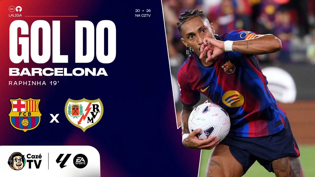 ELE TÁ DEMAIS! GOL DE RAPHINHA QUE EMPATA O DUELO ENTRE BARCELONA E RAYO NA LALIGA!