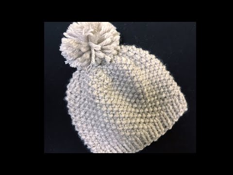 CHUNKY SEED STITCH HAT FOR BOYS AND GIRLS 4-6 YRS AND ADULTS, HOW TO KNIT EASY BEANIE HATS