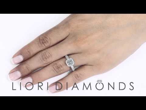 FD-060 - 1.67 Carat Fancy Blue Diamond Engagement Ring 18k White Gold Vintage Style