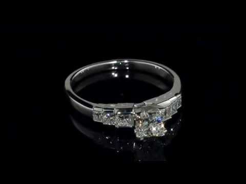 Princess Cut Diamond Engagement Ring 1.0 Carat in 18K White Gold | MyJewelryBox