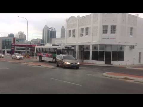 Old Transperth Renault PR100 CNG bus on Lord Street in Perth