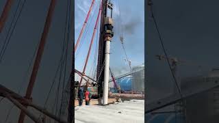 Hydraulic Pile Hammer Mounted on piling, Driven Pile Foundations #shorts