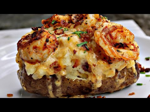 Loaded Baked Potato with Shrimp | How Make Loaded Shrimp Bake Potatoes