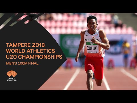 Men's 100m Final - World Athletics U20 Championships Tampere 2018