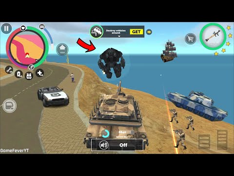 Vegas Crime Simulator 6.2.9 (Tank Fight Ghost Black Police Car Robot)Army Base - Android Gameplay HD