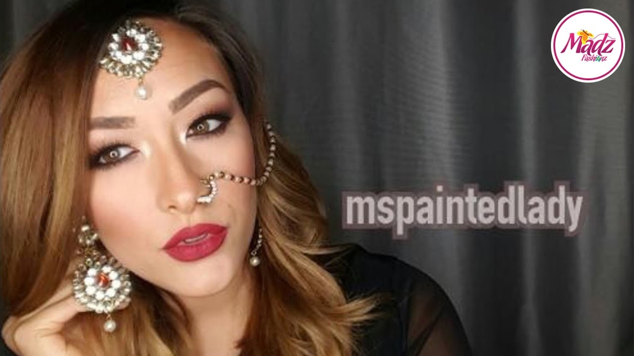 Mspaintedlady Chandelier Red Hair Tikka Headgear Headpiece Earrings Nath Nose Ring by Madz Fashionz Mspaintedlady Chandelier Red Hair Tikka Headgear Headpiece Earrings Nath Nose Ring by Madz Fashionz