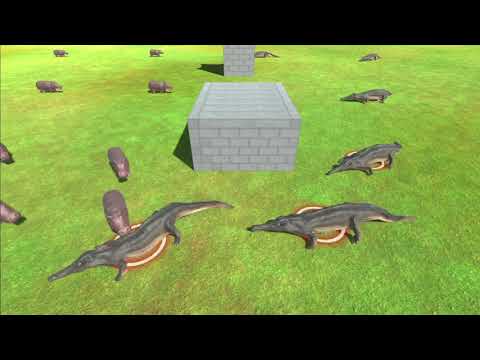 8 Giant Baby Hippo in night vs all units - Animal Revolt Battle Simulator