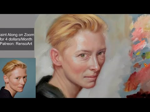 One session oil painting - Tilda Swinton