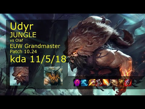 Udyr Jungle vs Olaf - EUW Grandmaster 11/5/18 Patch 10.24 Gameplay