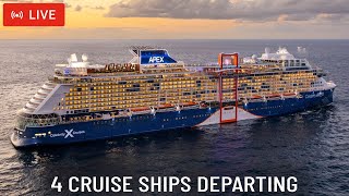 SHIPS TV -  4 Cruise Ships Departing Port of Southampton (LIVE)