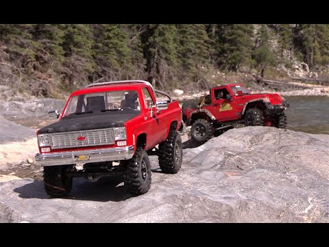 RC CWR TF2 Blazer and SCX-10 Jeep Rubicon blazing a RED trail