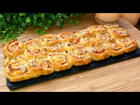 Hast du Blätterteig? Dieser Schinken-Käse-Schnecken ist in 30 Min. fertig!