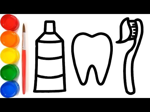 Coloring and Drawing Tooth, Toothpaste, Brush for kids Video