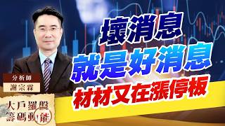 壞消息就是好消息 材材又在漲停板｜大戶羅盤籌碼動能 ｜謝宗霖 (圖)