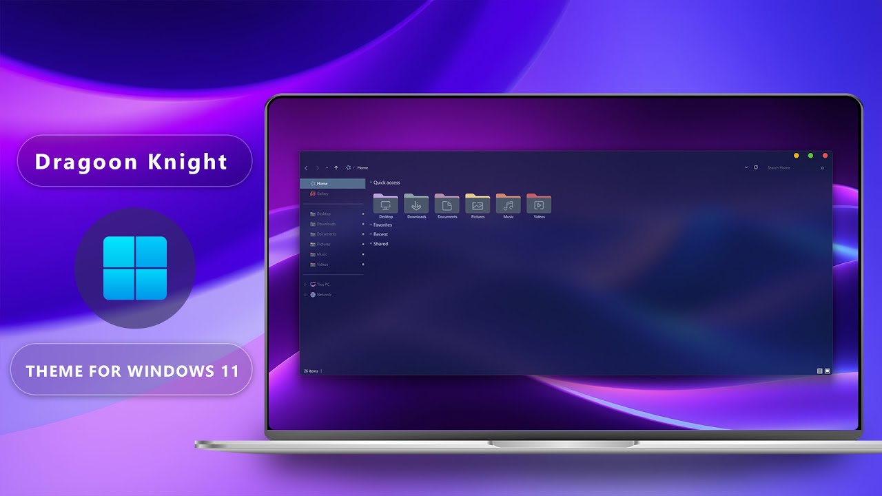 Dragon Knight Gradient Theme for Windows 11 – Stunning Colorful Desktop Look