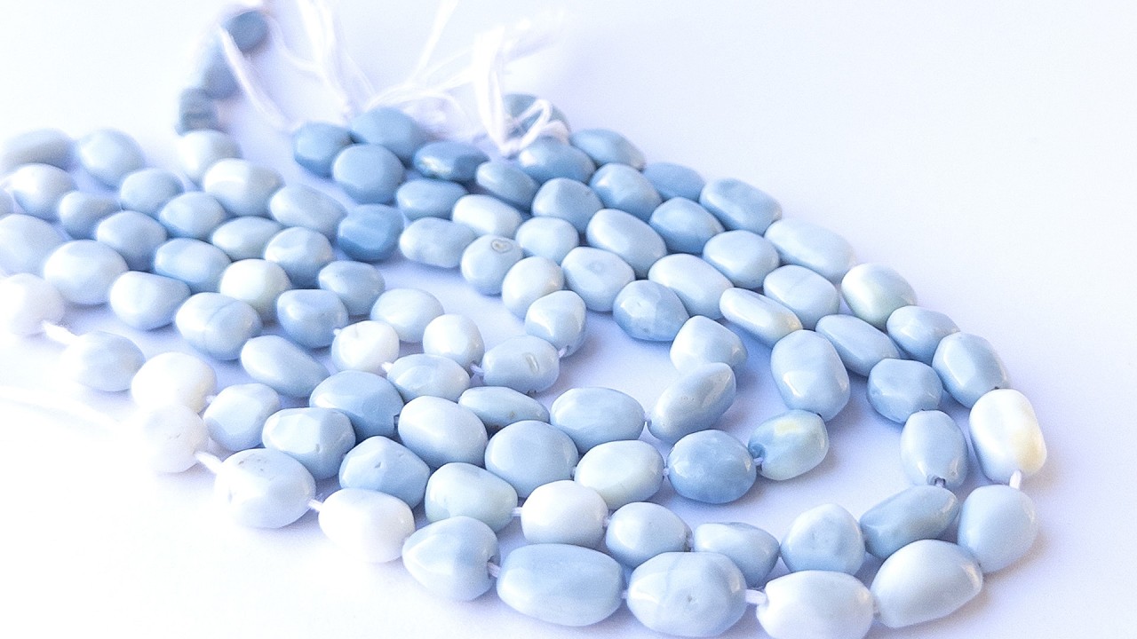 Denim Opal | Smooth Tumble | 7-8.5mm Bead Size | 20cm Strand Length video