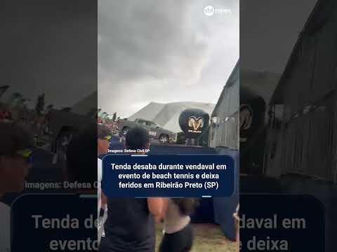 Tenda desaba durante vendaval em evento de beach tennis e deixa feridos em Ribeirão Preto (SP)
