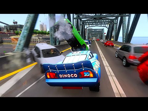 Crazy Dinoco McQueen Crashes - GTA 4 Real Car Crashes Ep.77