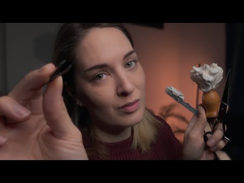 Realistic Barbershop Shave & Hair Grooming | ASMR (Soft Spoken & Whispered EN/FR)