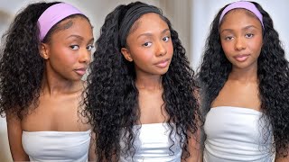 BEST CURLY HEADBAND WIG EVER! NO LACE! NO GLUE! NO GEL! |100% Human Hair | UNICE HAIR