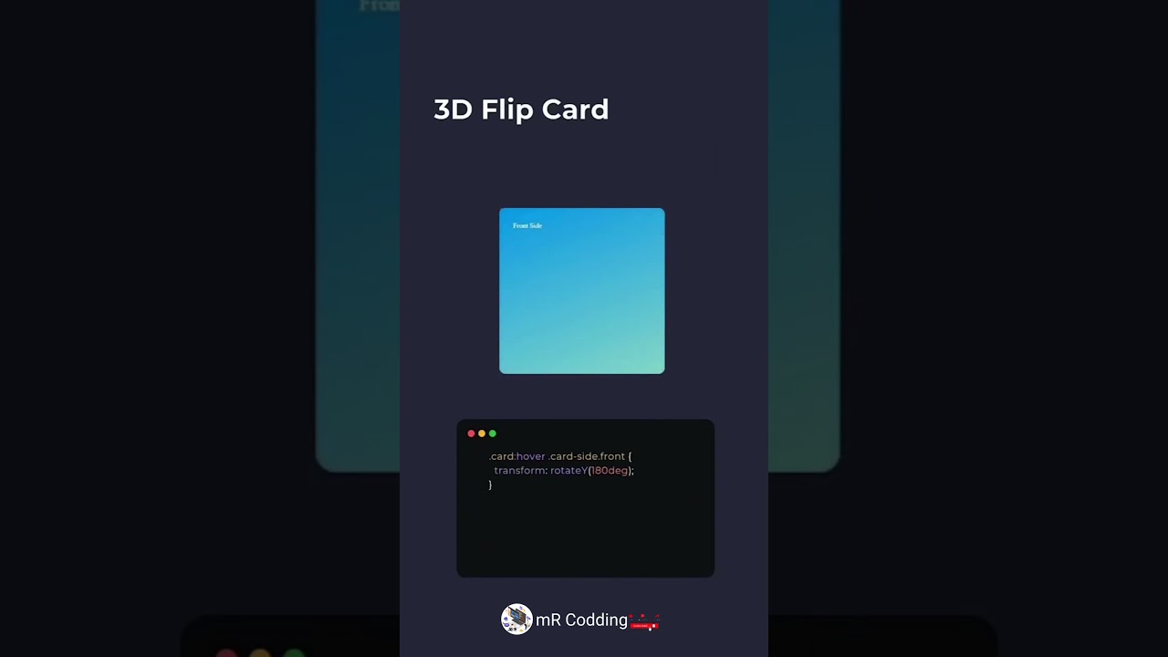 3d Flip Card Using html CSS #shortfeed #shorts #explore #coding