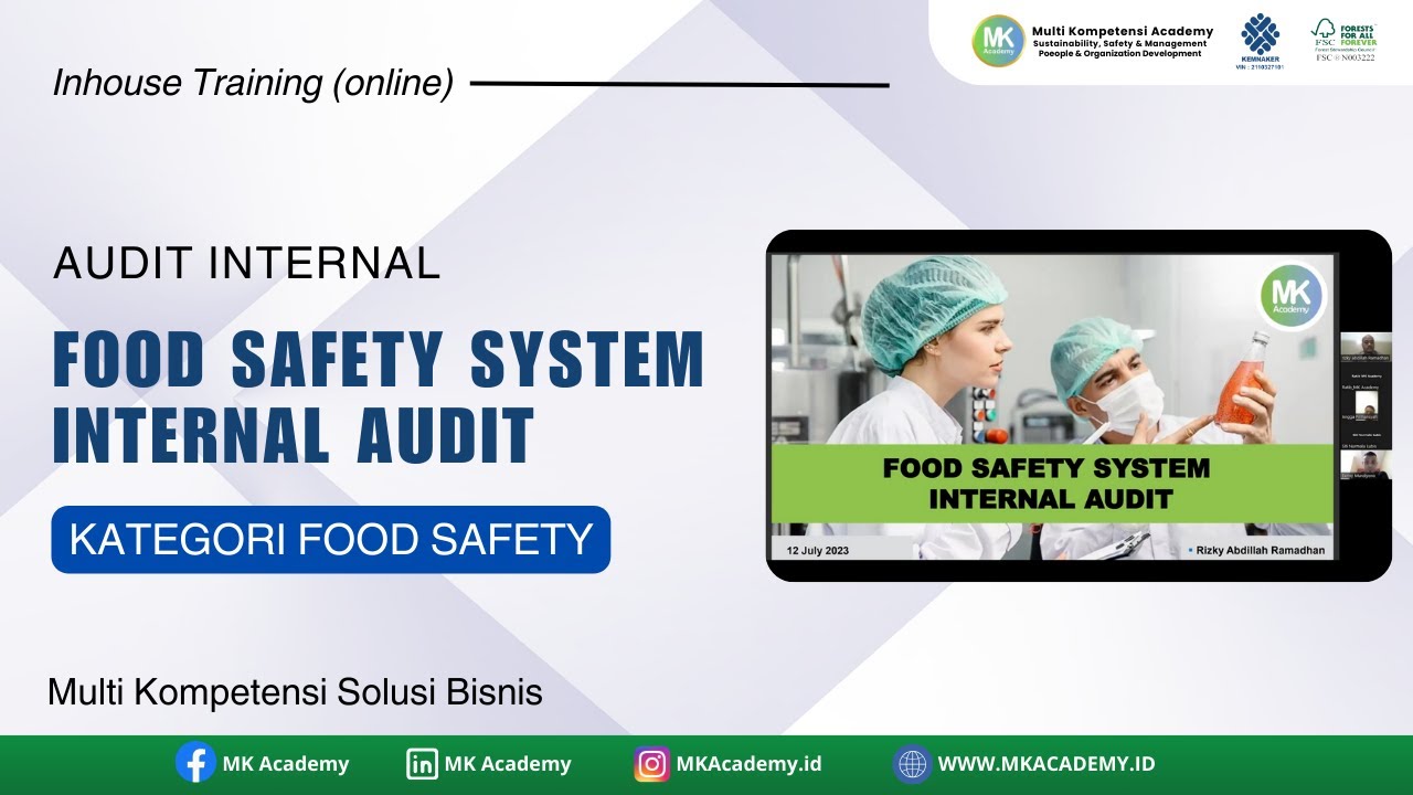 Inhouse Training (online) Food Safety System Internal Audit / Audit Internal HACCP