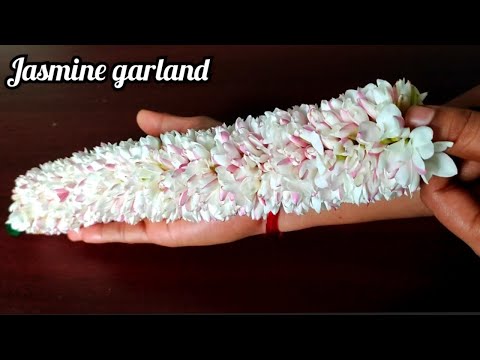 Pink jasmine flower garland making / How to tie a jasmine flower garland