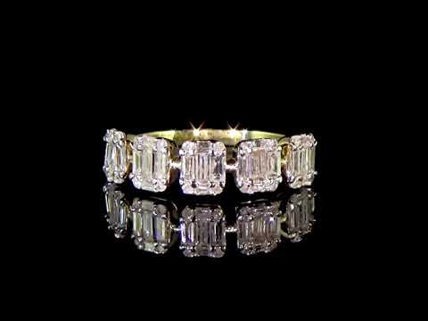 Unisex 14k Yellow Gold Cluster Diamond Ring