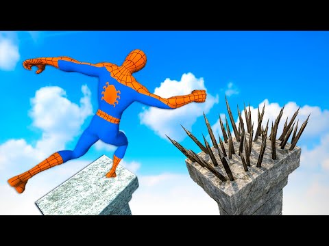 Spider Man Ragdoll Destruction Test Deadly Spike Traps