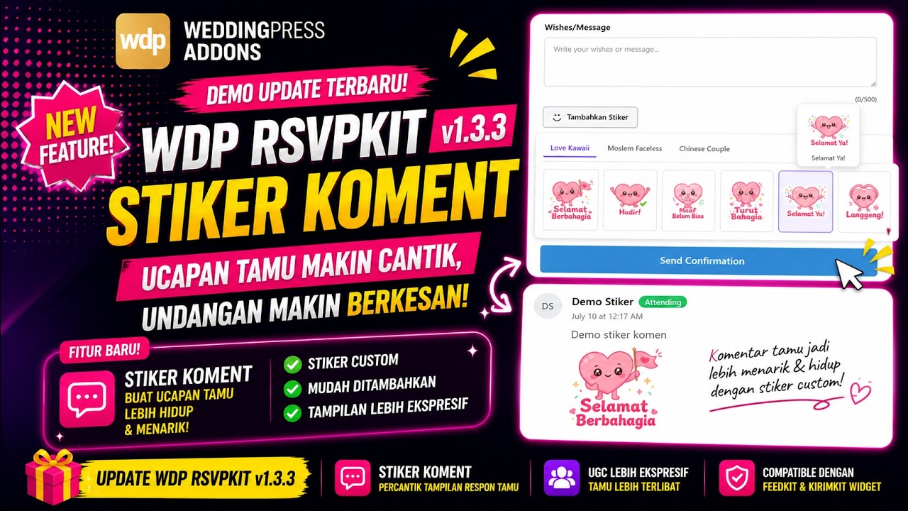 Fitur Stiker Komen & Doa Ucapan Tamu
