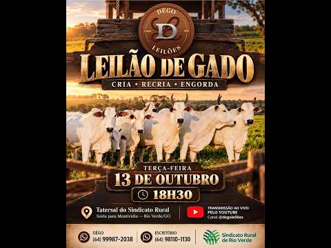 LEILAO DE GADO  13 - 10 - 2026 - Sindicato Rural de Rio Verde - Dêgo Leilões