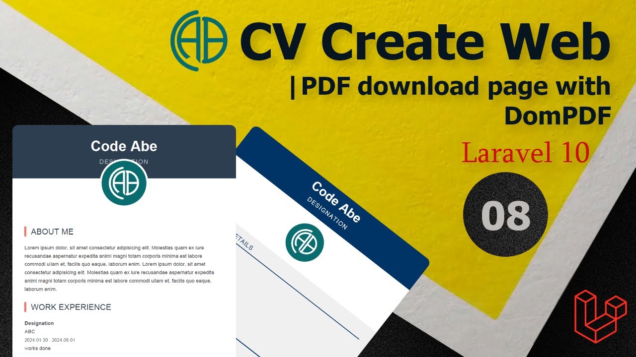 How to Create PDF Download Page with DomPDF | CV Create Web | Laravel