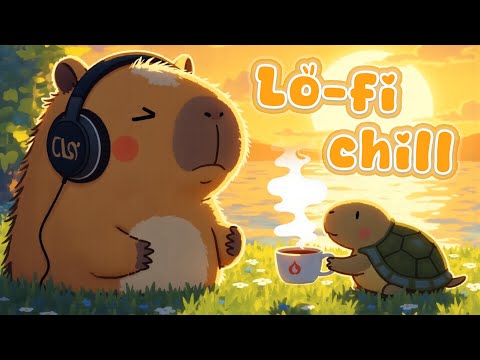 Lofi Chill Sunset 🌅 Relaxing Beats with Capybara & Turtle ☕
