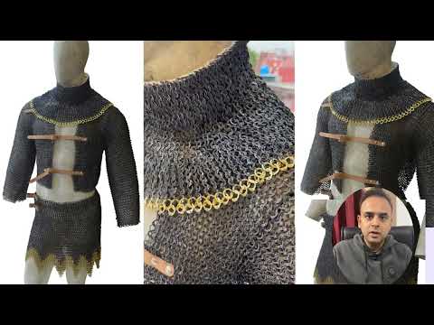 Watch YouTube Video for Medieval Riveted Chainmail Collar Voider Skirt set 9 mm