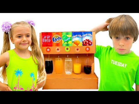 Anabella and Bogdan Pretend Play Making Fruit Juices and Yummy Drinks