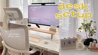 my *dream* desk setup makeover — standing desk, ergonomic chair, clean and cozy aesthetic