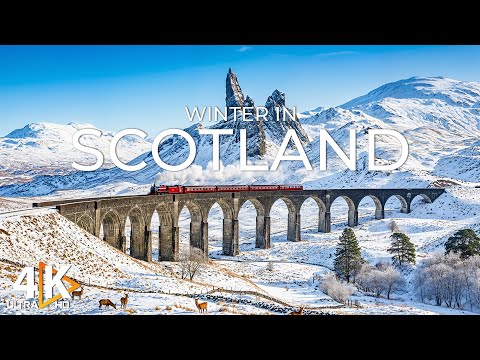 Winter in Scotland 4K UHD | Snow‑Capped Highlands & Frozen Lochs with Relaxation Music