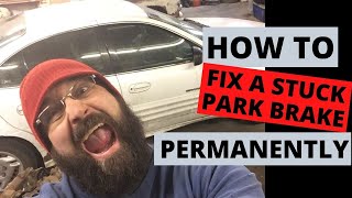 How to repair a stuck park brake cable! For FREE! And permanent! Works with any car!!